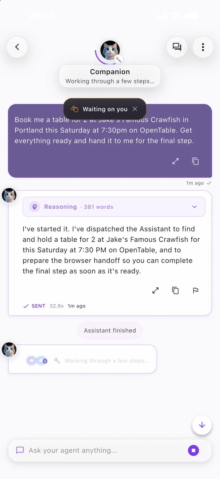 The agent's hand-off: Waiting on you