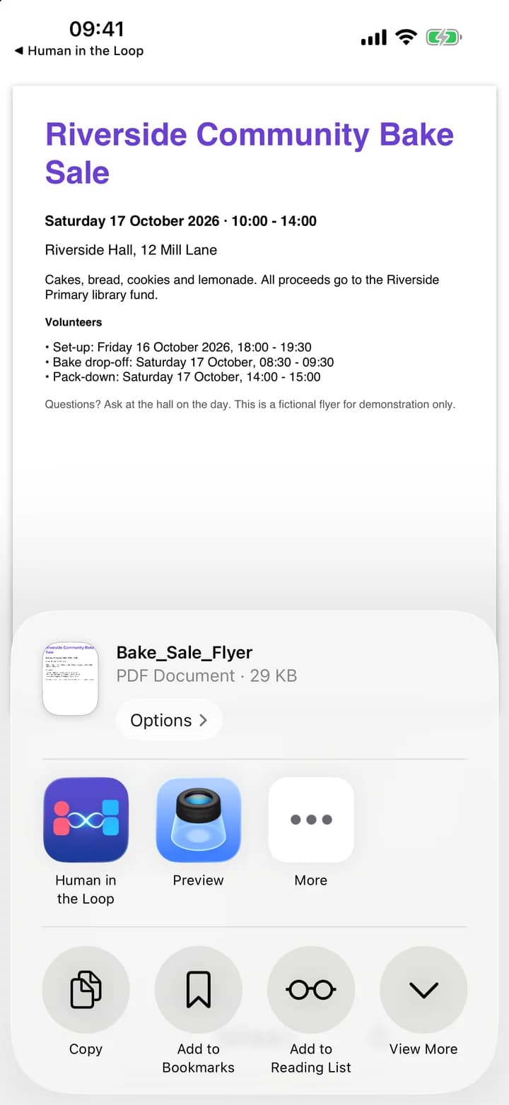 System share sheet
