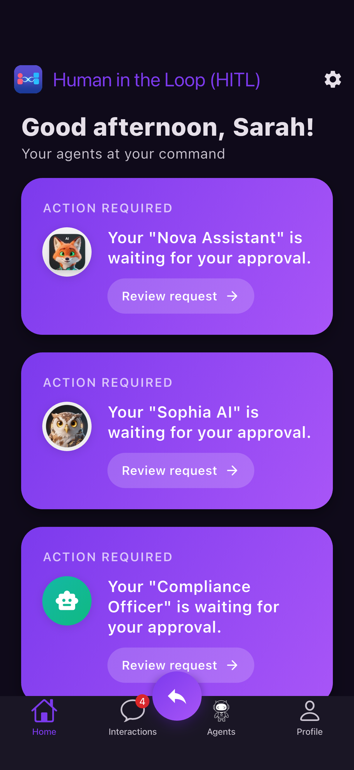 Active Messages Screen